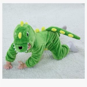 Toddler Infant Dinosaur Costume Flannel Hood 1 piece alligator romper Halloween